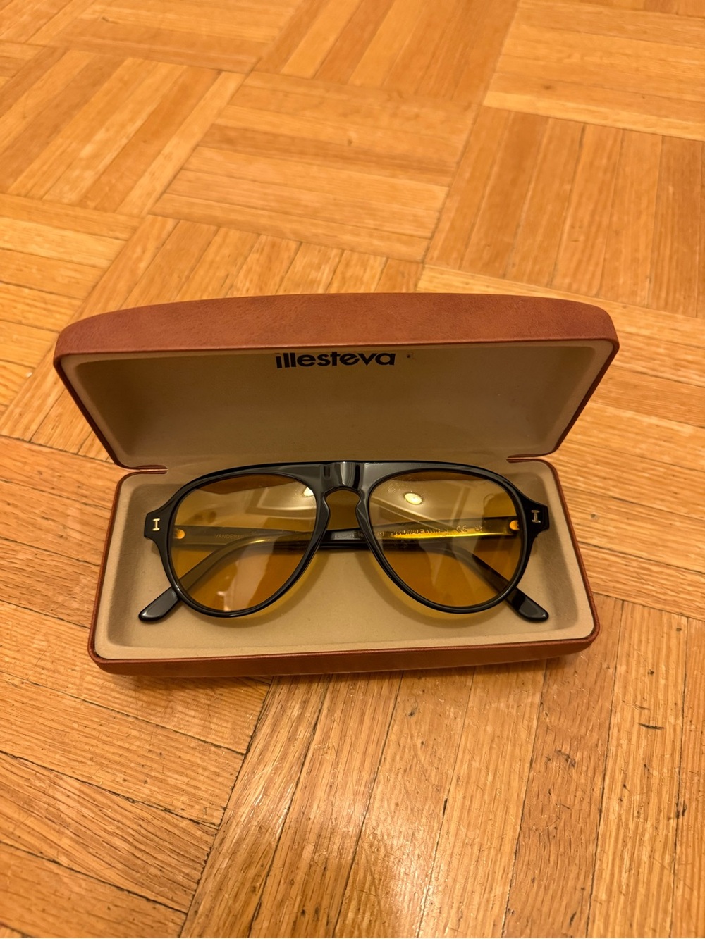 Illesteva Black Frame Sunglasses with yellow Lenses